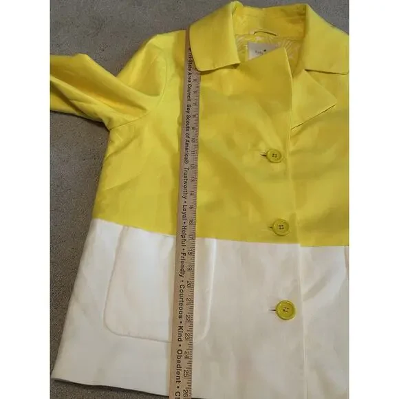 NWT Kate Spade NY Hayley Coat light jacket dress yellow white dive in $498 SZ 14 - Picture 13 of 13